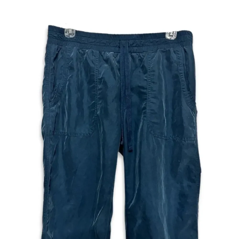 Loft Lounge Capri Pants Drawstring Pull On Style Pockets Solid Blue Women's 6
